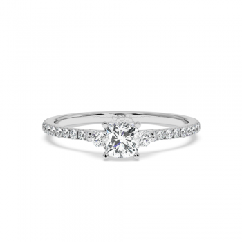 Engagement ring with 0.50 ct Cushion Diamond and 0.23 ct side diamonds