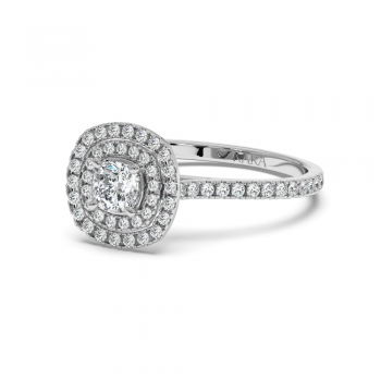 Engagement ring with 0.50 ct Cushion Diamond and 0.34 ct side diamonds