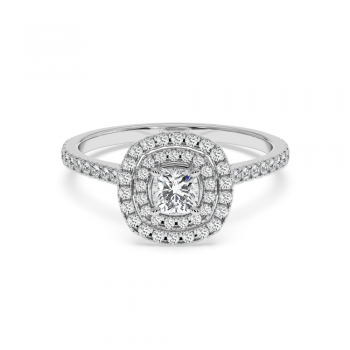 Engagement ring with 0.50 ct Cushion Diamond and 0.34 ct side diamonds