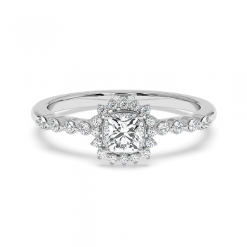Engagement ring with 0.51 ct Cushion Diamond and 0.14 ct side diamonds