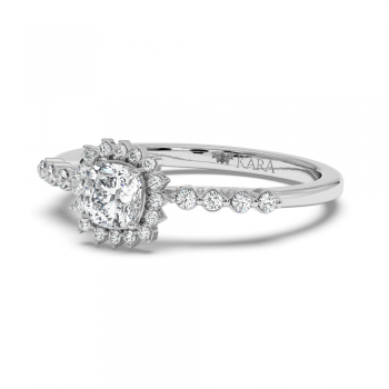 Engagement ring with 0.51 ct Cushion Diamond and 0.14 ct side diamonds