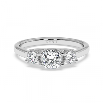 Engagement ring with 0.70 ct Cushion diamond and 0.27 ct side diamonds