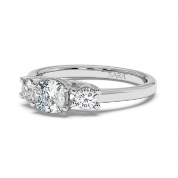 Engagement ring with 0.70 ct Cushion diamond and 0.27 ct side diamonds