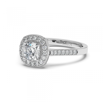 Engagement ring with 0.70 ct Cushion Diamond and 0.28 ct side diamonds