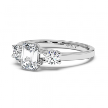 Engagement ring with 0.71 ct Emerald diamond and 0.27 ct side diamonds