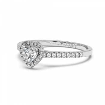 Engagement ring with 0.30 ct Heart diamond and 0.17 ct side diamonds