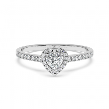Engagement ring with 0.30 ct Heart diamond and 0.17 ct side diamonds