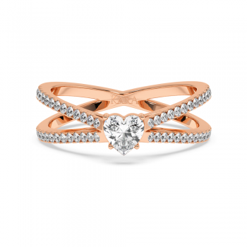 Engagement ring with 0.30 ct Heart diamond and 0.37 ct side diamonds