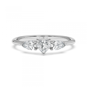 Engagement ring with 0.30 ct Heart diamond and 0.19 ct Pear side diamonds