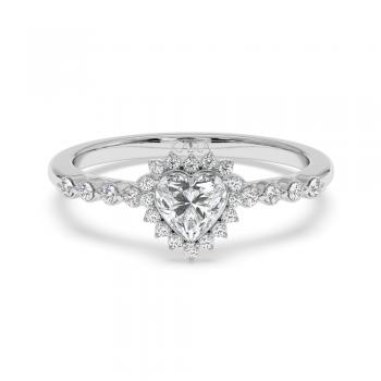 Engagement ring with 0.50 ct Heart diamond and 0.22 ct side diamonds