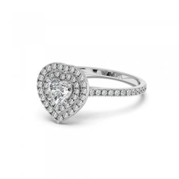 Engagement ring with Heart diamond of 0.50 ct and side diamonds of 0.36 ct