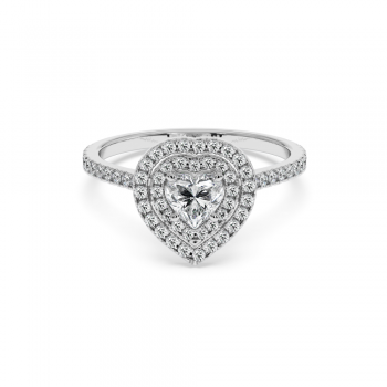 Engagement ring with Heart diamond of 0.50 ct and side diamonds of 0.36 ct