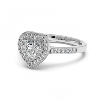 Engagement ring with Heart diamond of 0.70 ct and side diamonds of 0.25 ct