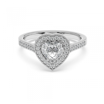 Engagement ring with Heart diamond of 0.70 ct and side diamonds of 0.25 ct