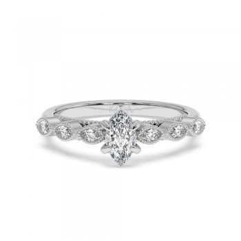 Engagement ring with 0.30 ct Marquise diamond and 0.13 ct side diamonds
