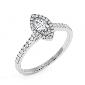 Engagement ring with 0.30 ct Marquise diamond and 0.17 ct side diamonds