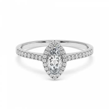 Engagement ring with 0.30 ct Marquise diamond and 0.17 ct side diamonds