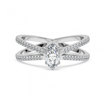 Engagement ring with 0.30 ct Marquise diamond and 0.37 ct side diamonds