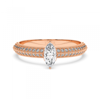 Engagement ring with 0.30 ct Marquise diamond and 0.19 ct side diamonds