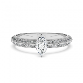 Engagement ring with 0.30 ct Marquise diamond and 0.19 ct side diamonds