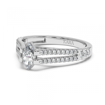 Engagement ring with 0.30 ct Marquise diamond and 0.27 ct side diamonds