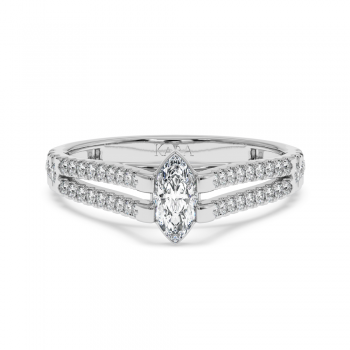Engagement ring with 0.30 ct Marquise diamond and 0.27 ct side diamonds