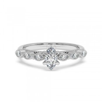 Engagement ring with 0.30 ct Marquise diamond and 0.28 ct side diamonds