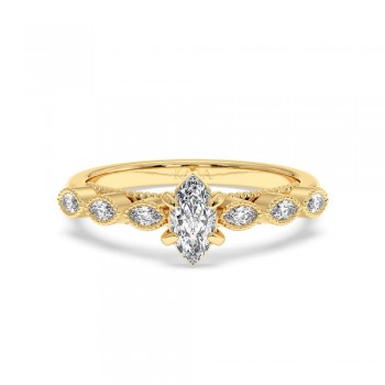 Engagement ring with 0.30 ct Marquise diamond and 0.28 ct side diamonds