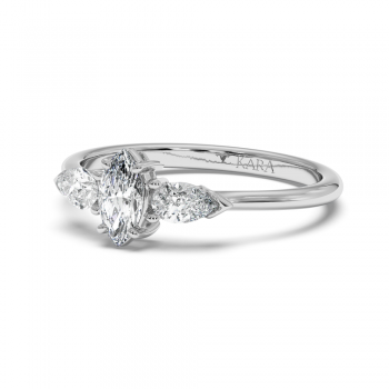 Engagement ring with 0.30 ct Marquise diamond and 0.19 ct Pear side diamonds