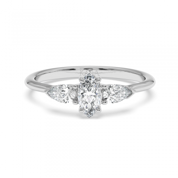 Engagement ring with 0.30 ct Marquise diamond and 0.19 ct Pear side diamonds