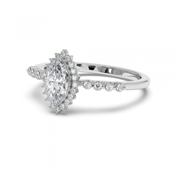 Engagement ring with 0.50 ct Marquise diamond and 0.15 ct side diamonds