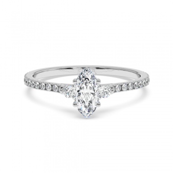 Engagement ring with 0.50 ct Marquise diamond and 0.23 ct side diamonds