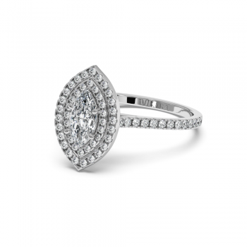 Engagement ring with 0.50 ct Marquise diamond and 0.37 ct side diamonds