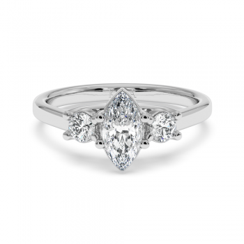 Engagement ring with 0.71 ct Marquise diamond and 0.27 ct side diamonds