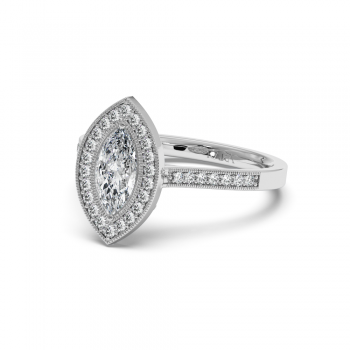 Engagement ring with 0.71 ct Marquise diamond and 0.28 ct side diamonds