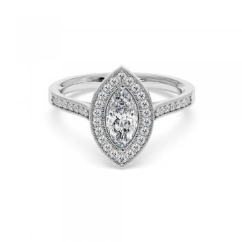 Engagement ring with 0.71 ct Marquise diamond and 0.28 ct side diamonds