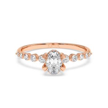 Engagement ring with 0.30 ct Oval Diamond and 0.26 ct side diamonds