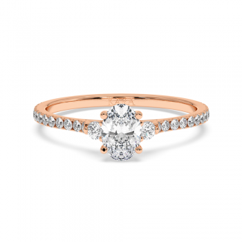 Engagement ring with 0.50 ct Oval diamond and 0.23 ct side diamonds
