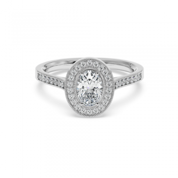 Engagement ring with 0.70 ct Oval diamond and 0.24 ct side diamonds