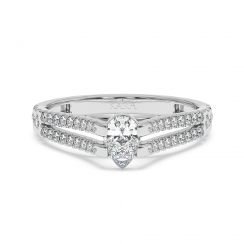 Engagement ring with 0.29 ct Pear diamond and 0.27 ct side diamonds