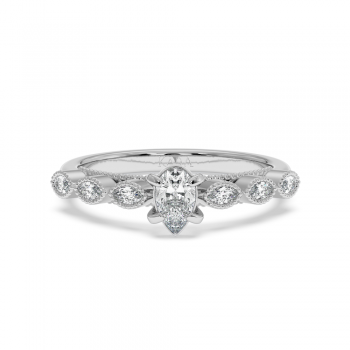 Engagement ring with 0.30 ct Pear diamond and 0.13 ct side diamonds