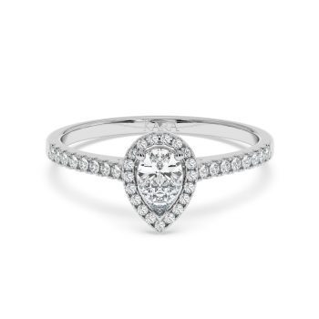 Engagement ring with 0.30 ct Pear diamond and 0.17 ct side diamonds