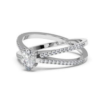 Engagement ring with 0.30 ct Pear diamond and 0.37 ct side diamonds