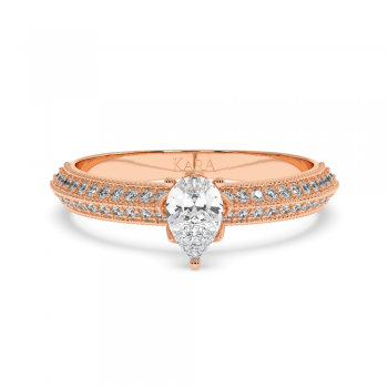 Engagement ring with 0.30 ct Pear diamond and 0.19 ct side diamonds