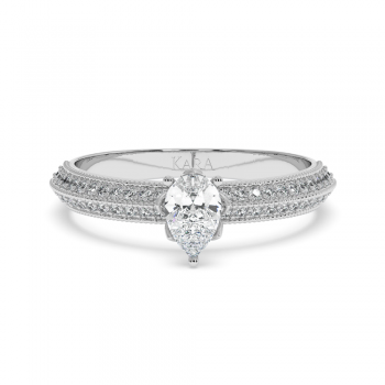 Engagement ring with 0.30 ct Pear diamond and 0.19 ct side diamonds