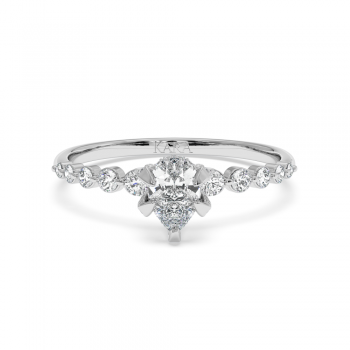 Engagement ring with 0.30 ct Pear diamond and 0.28 ct side diamonds