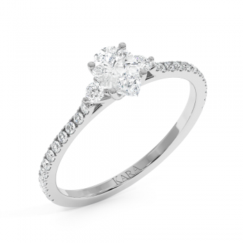 Engagement ring with 0.50 ct Pear diamond and 0.23 ct side diamonds