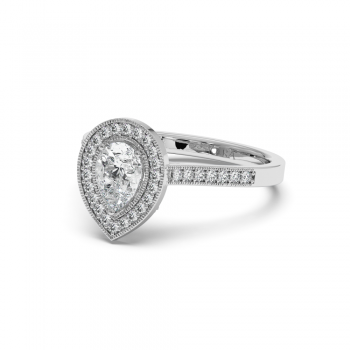 Engagement ring with 0.70 ct Pear diamond and 0.26 ct side diamonds
