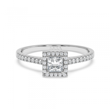 Engagement ring with 0.30 ct Princess diamond and 0.17 ct side diamonds