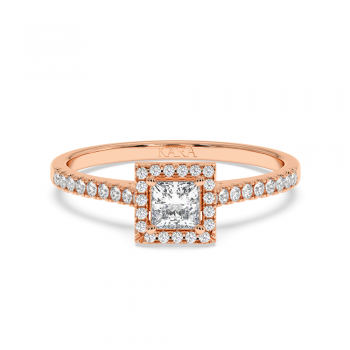 Engagement ring with 0.30 ct Princess diamond and 0.17 ct side diamonds